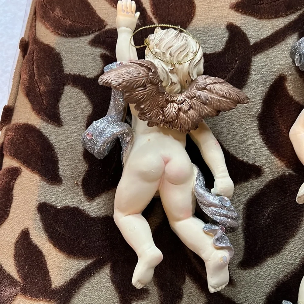 Cherub Christmas Ornaments - Set of 5 - Picture 9 of 9
